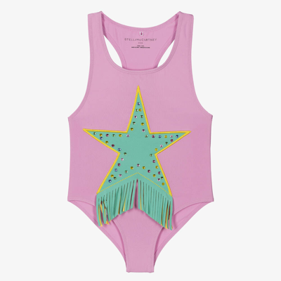 Stella Mccartney Babies' Girls Star Tassel Swimsuit In Purple