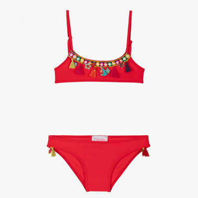 Selini Action Babies' Girls Red Beads & Tassels Bikini