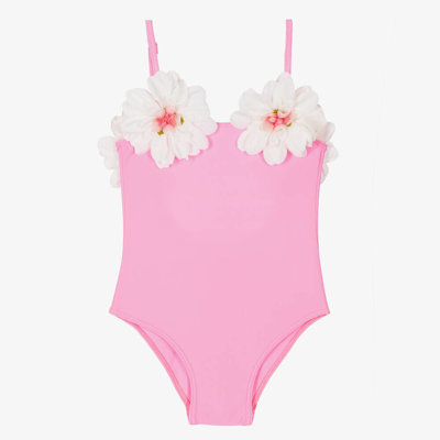 Selini Action Babies' Girls Pink Flower Appliqué Swimsuit