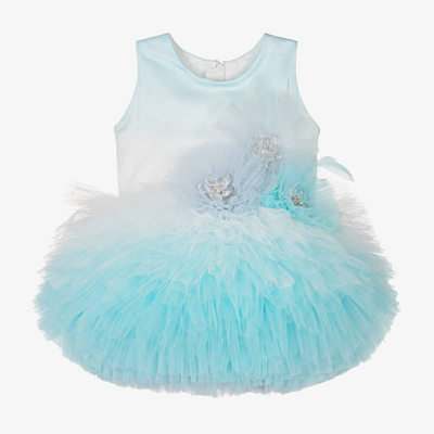 Junona Babies' Girls Blue Tulle Flower Dress