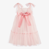 PHI CLOTHING GIRLS PINK DOTTED TULLE DRESS