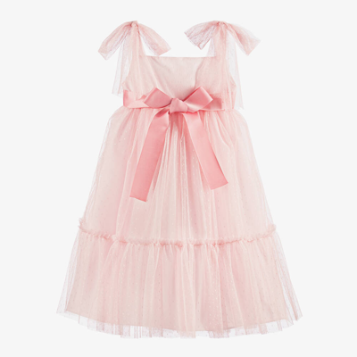 Phi Clothing Babies' Girls Pink Dotted Tulle Dress