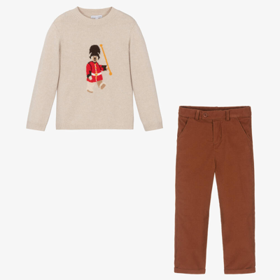 Beatrice & George Babies' Boys Brown Corduroy Trouser Set