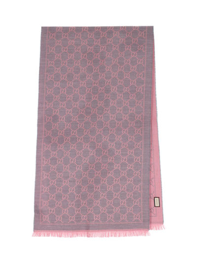 Gucci 'gg' Jacquard Bicolour Scarf In Pink