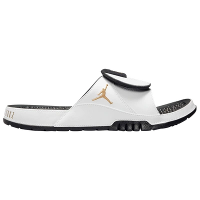 Jordan Hydro Xi "gratitude" Slides In White/black/gold