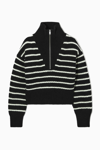 Cos Half-zip Funnel-neck Wool Sweater In Black