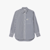 Lacoste Women's Striped Cotton Poplin Shirt - 40 In Blue