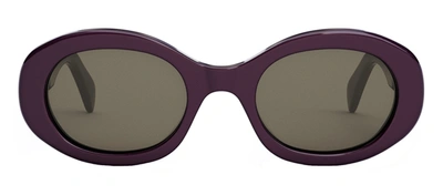 Celine Cl 40194 Un 81e Oval Sunglasses In Brown