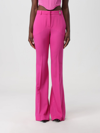 Versace Embellished Wool-twill Flared Pants In Fuchsia