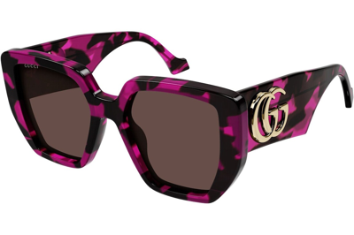 Pre-owned Gucci Square Sunglasses Pink Tortise (gg0956s-008-fr)