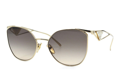 Pre-owned Prada Cateye Sunglasses Gold (pr50zs-zvn3d0-59)