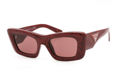 Pre-owned Prada Cat Eye Sunglasses Red Marble (pr13zsf-15d08s-50)