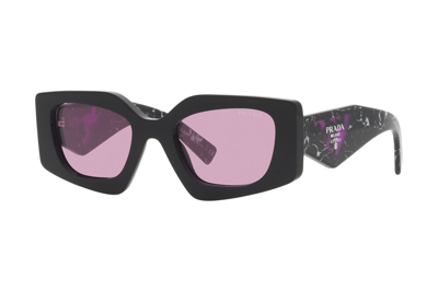 Pre-owned Prada Rectangle Sunglasses Black (pr15ys-1ab07q-51)