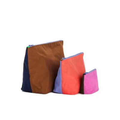 Baggu Set Of 3 Two -color Pockets In Burgundy