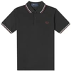 FRED PERRY REISSUES ORIGINAL TWIN TIPPED POLO BLACK, ECRU & OXBLOOD