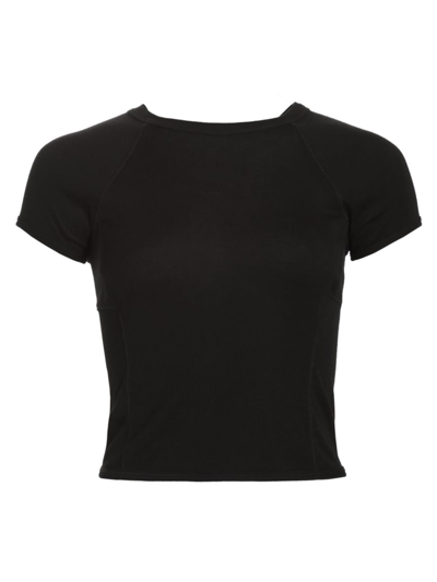 Helmut Lang Debossed Logo Crop Cotton T-shirt In Black