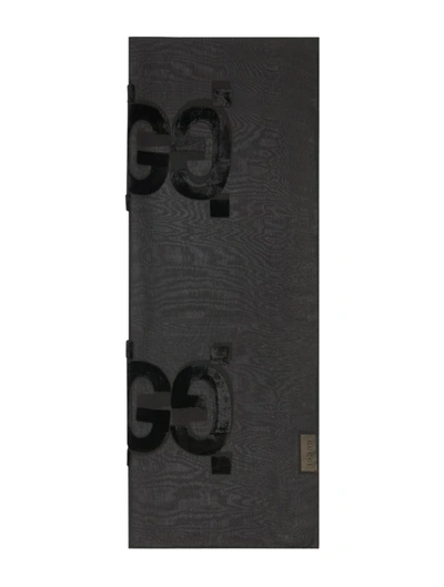 Gucci Silk Stole Gg In Black