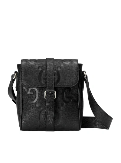 Gucci Small Jumbo Gg Fabric Shoulder Bag In Black