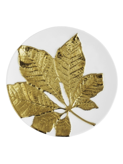 Michael Aram Harvest Chestnut Leaf 4-piece Salad Plate Set In Gold