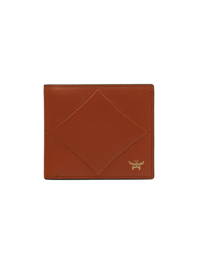 Mcm Men's Diamond Leather Bifold Wallet In Coconut Shell Brown