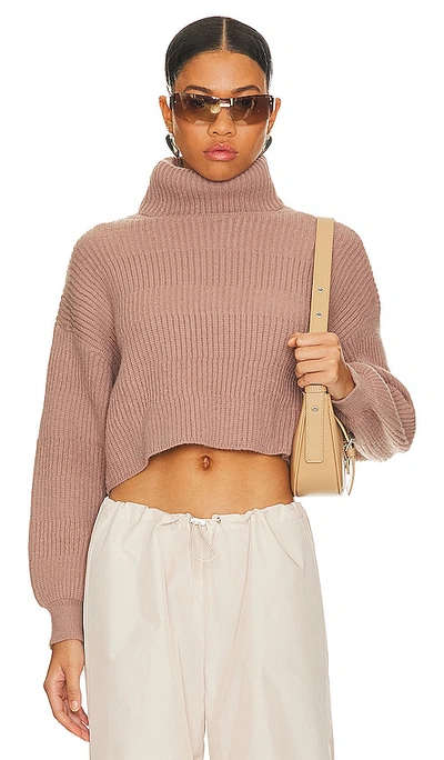 More To Come Sloane Turtleneck Sweater In Taupe