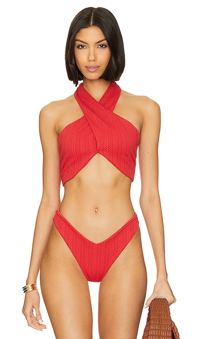Beach Riot Jessica Bikini Top In Merry Tweed