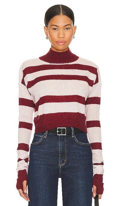 Lovers & Friends Tandice Striped Sweater In Blush & Burgundy