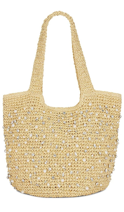 Btb Los Angeles Nia Pearly Crystal Straw Tote Bag In Natural