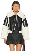 H:OURS LALITA FAUX SHEARLING LEATHER JACKET