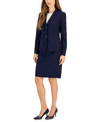 Le Suit Womens Shoulder Pads 2 Pc Two-button Suit In Midnight Navy