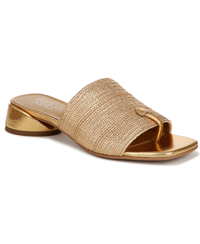 Franco Sarto Women's Loran Stacked Heel Slide Dress Sandals In Gold Raffia Fabric