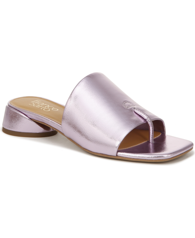 Franco Sarto Loran Slide Dress Sandals In Metallic Pink Faux Leather