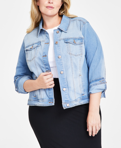 Dollhouse Trendy Plus Size Denim Jacket In Queen