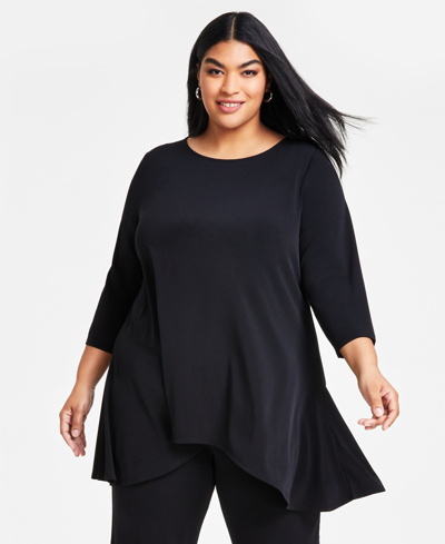 Jm Collection Plus Size Swing Top, Created For Macy's In Deep Black