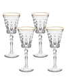 LORREN HOME TRENDS MARILYN GOLD-TONE WHITE WINE GOBLETS, SET OF 4