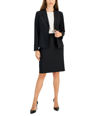 Le Suit Petite Two-button Jacket & Pencil Skirt Suit In Black