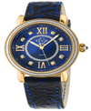 GV2 BY GEVRIL WOMEN'S MARSALA BLUE LEATHER WATCH 37MM