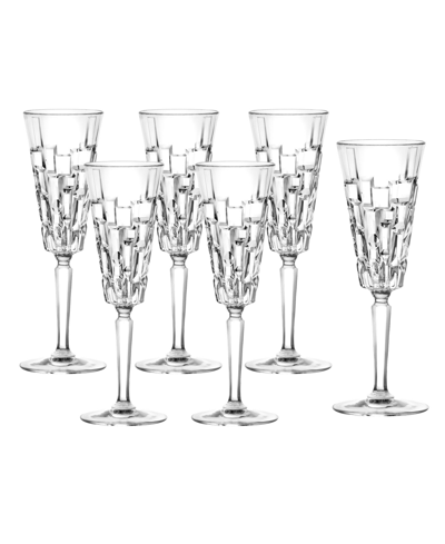 Lorren Home Trends Etna Set Of 6 Flute Goblets In Clear