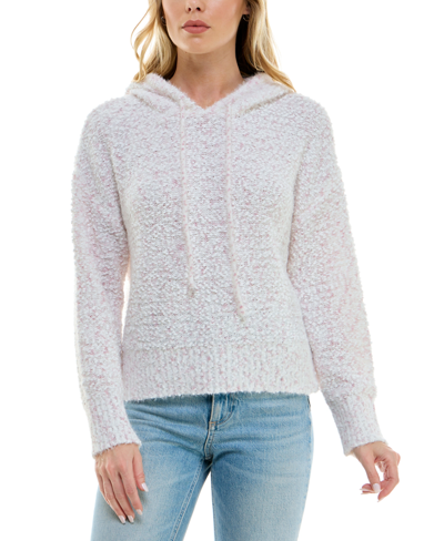 Ultra Flirt Juniors' Textured Marled Long-sleeve Hoodie In Gardenia,zephir