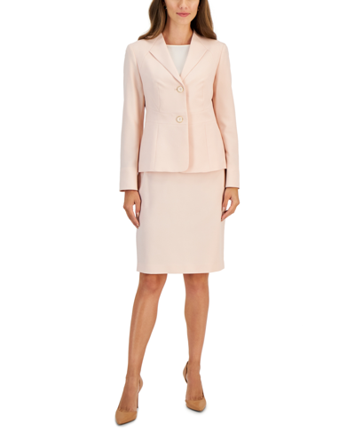 Le Suit Women's Textured Two-button Slim Skirt Suit, Regular And Petite Sizes In Light Blossom
