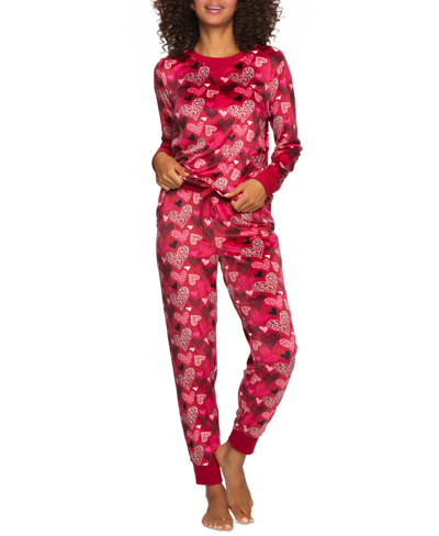 Felina Ultra-soft Microfleece Pajama Set In Wild Heart