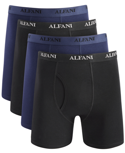 Alfani Men's 4-pk. Moisture-wicking Cotton Boxer Briefs, Created For Macy's In Navy,black Cmbo