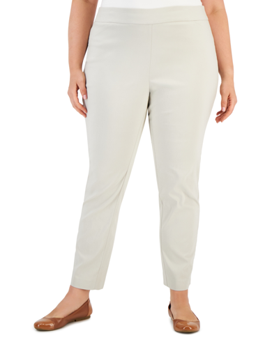 Jm Collection Plus Size Pull-on Cambridge Pants, Created For Macy's In Stone Wall