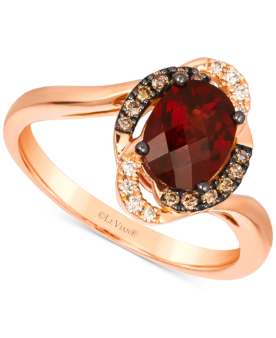 Le Vian Cinnamon Citrine (1-1/8 Ct. T.w.) & Diamond (1/8 Ct. T.w.) Halo Twist Ring In 14k Gold (also Availab In Pomegranate Garnet,rose Gold