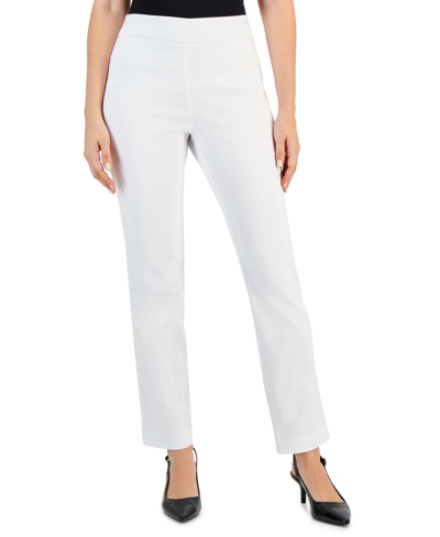 Jm Collection Womens Flyaway Cardigan Jacquard Top Woven Pull On Pants Created For Macys In Bright White