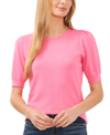 Cece Womens Crewneck Puff Sleeve Pullover Sweater In Pink Punch