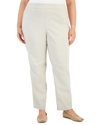 Jm Collection Plus Size High Rise Pull-on Straight Leg Pants, Created For Macy's In Stonewall
