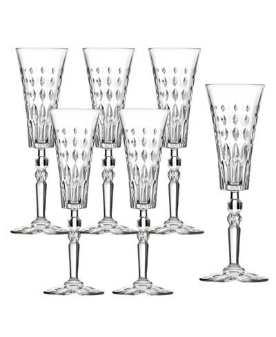 Lorren Home Trends Marilyn Set Of 6 Flutes In Clear