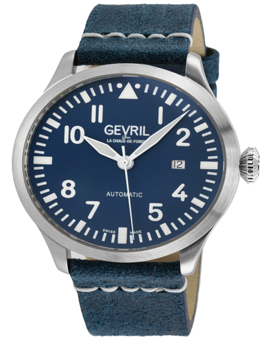Gevril Men's Vaughn Blue Leather Watch 44mm