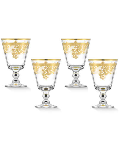 Lorren Home Trends Rosalie Gold Short Goblet, Set Of 4